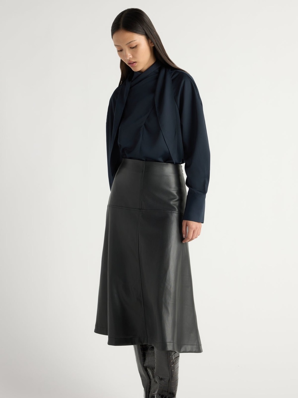 Modern Citizen Harley A-Line Vegan Leather Skirt Black size Petite L